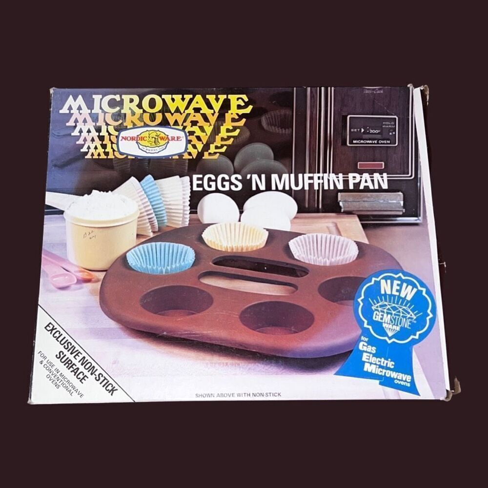 Vintage Nordic Ware Microwave Eggs N Muffin Pan Non-Stick W/ Box & Instructions